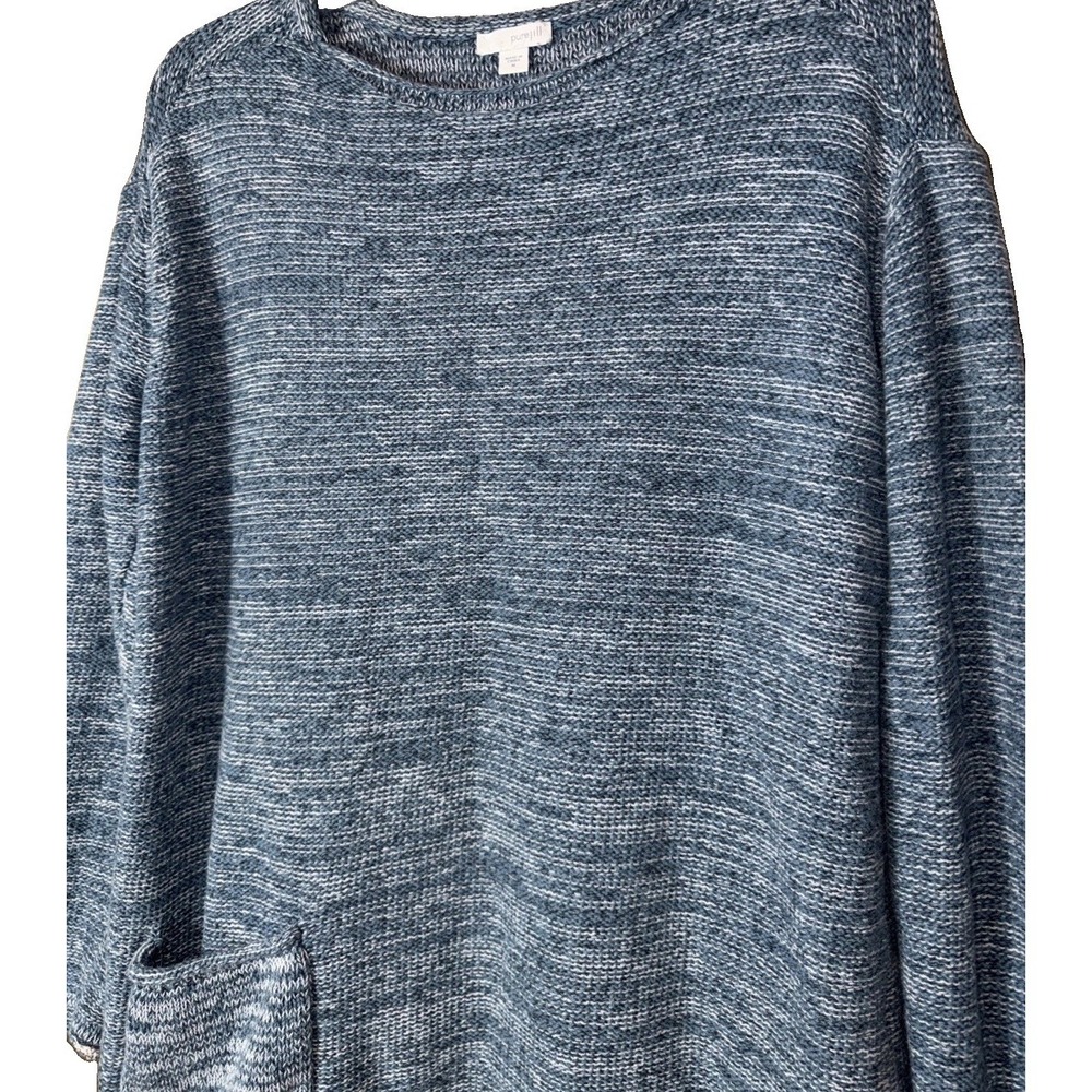 J. Jill Pure Jill Woman's Pullover Cotton Sweater Size Medium Blue Long Sleeve - Picture 2 of 6